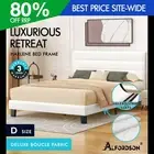 ALFORDSON Bed Frame Double Size Upholstered Platform White Boucle HARLENE