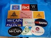 53 POLITICAL, RIGHT-WING, DON'T TREAD ON ME, UNITED NATIONS ETC. STICKERS/DECALS