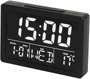 Lancoon Digital Alarm Clock, 13CM LCD Screen Time Date Week Temperature Display 12/24H Snooze Function 6 Adjustable Brightness 8 Ringtones for Home Office Bedroom Living Room (White)