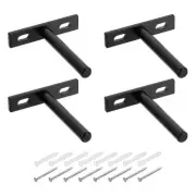 4 Set Floating Shelf Bracket 3", T Brackets for Shelves with Screw, Black