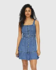 [Belle & Bloom] Reunite Denim Mini Dress - Mid Wash