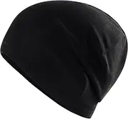[EasyULT] Cycling Skull, Beanies Hats, Lightweight Cycling Skull Cap Winter Fleece Beanie, Jogging Hat, Windproof Breathable Cycling Cap for Men Women Black