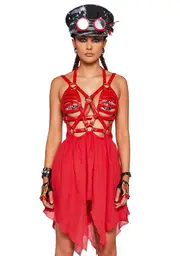 [Club Exx] Celestial Ringmaster Mini Dress - Red