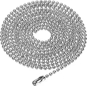 [uxcell] Stainless Steel Ball Chain 1.5mm 29.5" Length 316L Round Bead Necklace Dog Tag Pull Chains with Connectors Clasps for Men Women Jewelry Making Bracelets Keychain, Silver