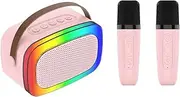 Mini Karaoke Machine with 2 Wireless Microphones (Pink) - Essentials for You - NBK1KROKPNK