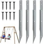 Swing Set Anchors Kit | Metal Heavy Duty Earth Anchors | Multi-Purpose Trampoline Stake Tie Down Hardware Accessories for Camping