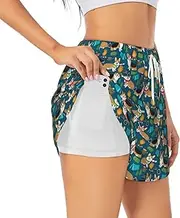 [JBYJBX] Dog Print Shorts Athletic Running Women's Workout Pockets Gym Quick-Dry Sport Hiking Elastic