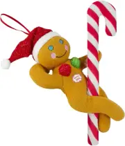 Naughty Dirty Signing Gingerbread Pole Dancer Tree Ornament, White Elephant, Tan