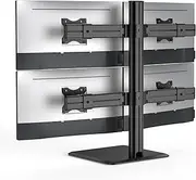 BEWISER Quad Monitor Desk Stand，Vertical Heavy Duty Monitor Riser Fits 4 Computer Screens up to 27 Inch with Swivel, Tilt, Height Adjustable,weight capacity up to 33 lbs per Arm