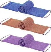 3 Pieces African Net Bath Sponge with Handles, Long Bath Scrubber Washcloth, Loofah Back Body Scrubber for Men Women Daily Shower Bathing