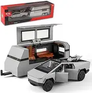 Pick-up Truck Toys for Kids, Pickup Truck with an exquisite trailer RV and Motorcycle, Alloy Toy Truck Vehicles with Sound &Light, Pick-Up Trucks for Adults Kids Play or Display Gifts (Gray)