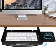 28"Lx8"W Steel Under Desk Keyboard Tray Slide Out + 360° Rotating Mouse Platform