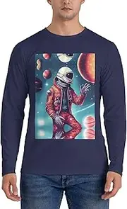 [GaxfjRu] Cool Man in Outer Space Galaxy Print Casual Crewneck Lightweight Sweater Men's Long Sleeve Shirts, Sizes S-3X