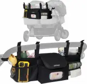 Double Stroller Organizer Compatible BOB Duallie Baby Jogger City Mini GT2 Black