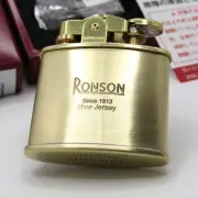 Ronson Standard Gold Satin Plain Pattern Brass Flint Oil Lighter Japan MIB