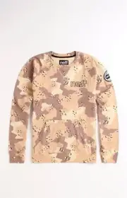 Neff Sharp Squad Razor Desert Camo Mens Crew Fleece Sweatshirt Sweater New NWT