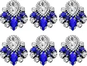 uxcell 6Pcs Handmade Beaded Patches, Glass Crystal Rhinestone Appliques Vintage Sew on Beaded Patch for Clothing DIY Sewing Accessories, Deep Blue