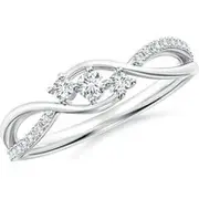 Diamond Infinity Twist Three Stone Bypass Ring