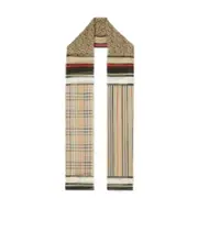 Montage mix-print panelled scarf One size Nude