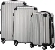 [ORBIS] 3 Piece Tahiti Spinner Luggage Suitcase Set (Silver) - ORTAHLG3SLB