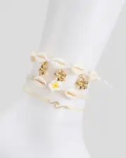 [Karyn In LA] Karyn In LA Girls' Aimee Anklet Pack in Coconut/Gold One Size Coconut/Gold