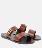 [Saint Laurent] Saint Laurent IOS leather slides AU 7.5 brown