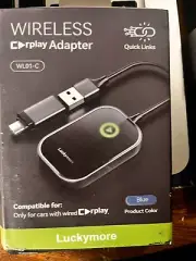 Luckymore Wireless CarPlay Adapter for iPhone - 2024 Newest Wired to Wireless Ap