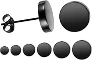 [Vitaltyextracts] 7 Pairs Black Earrings Surgical Steel Studs Hypoallergenic 316L Stainless Steel Stud for Men Women Contain 3,4,5,6,7,8,10 mm, adjustable, surgical steel, No Gemstone