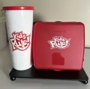 Tupperware NEW KIDS RULE LUNCH Set 3 PC Tumbler + Seal & Sandwich Keeper Set Red
