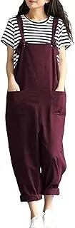 [Generic] Women's Linen Wide Leg Jumpsuit Rompers Overalls Harem Pants Plus Size