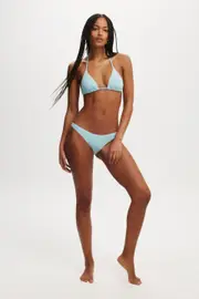 [Body] Body - Refined High Side Brazilian Bikini Bottom - Paradise blue metallic crinkle S PARADISE BLUE METALLIC CRINKLE