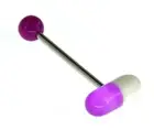 Tongue Piercing Stainless Steel Pill Tongue 18mm White Colourful