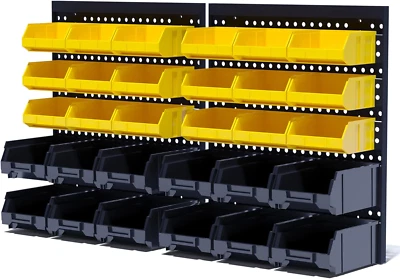 30PCS Wall Mounted Storage Bins, Plastic Tool Organizer for Garage Storage