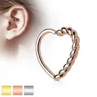 Half Braided Heart Ear Cartilage Tragus Rook Snug Daith Hoop Rings Piercing
