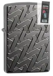 Zippo 49173 Geometric Weave Design Black Ice Armor Lighter + FLINT PACK