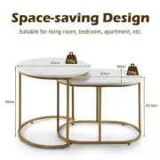 Modern Nesting Coffee Table Set - Marble and Gold, Space-Saving Design