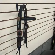 Black Vintage and Roughout Headstall by Double J