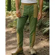 Men's Hiking Pants Trousers Hiking Rain Pants Patchwork Outdoor Regular Fit Waterproof Windproof Lightweight Bottoms Pocket Elastic Waist Black Green Camping /