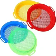 OFFSCH 4pcs Mesh Sand Sieve DIY Tools Metal Screen Mesh Large Plants Soil Sand Sieve Sand Sifting Pan Soil Sieve Planting Sieve Filter Soil Sifter Sand Sifter Red Net Sand Pp Sand Tray