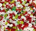50 Christmas Mix Buttons Red Green Assort Shapes Sizes Bulk Lot Aussie Seller