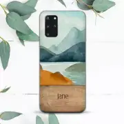Custom Name Mountain Lake Wood Case For Samsung Note 20 S20 S21 S22 S23 S24 FE