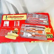 NEW IN BOX Chefmaster 20 Piece Barbeque Tool Set Father’s Day Gift For Guy