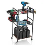 Power Tool Storage Organizer Cart, Metal Open Tool Rack Cart with