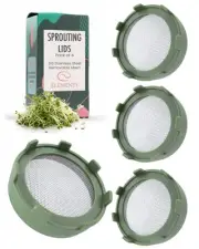 Sprouting Lids for Wide Mouth Mason Jars (Set of 4), Sprouts Growing Kit for ...
