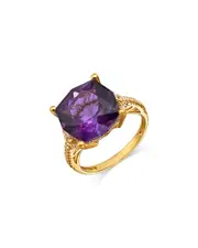 Bloomingdale's Fine Collection Cushion Shape Amethyst & Diamond Ring in 14K Yellow Gold