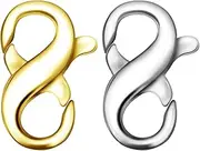 [HAIKING] Lobster Extender Clasp, 2 PCS Gold & Silver Necklace Bracelet Extender Clasps for Jewelry Making (8 x 13 mm/0.31 x 0.51 in)