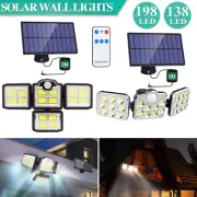 138/198 LED Solar Motion Sensor Light Outdoor Garden Wall Security Flood Lamp