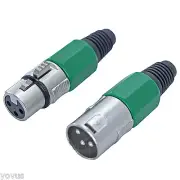 GREEN XLR colored MALE & FEMALE mic cable microphone plug audio cord connector
