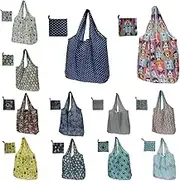 Abizarch 12Pcs Reusable Foldable Grocery Bags Washable Shopping Bags Large Capacity Grocery Tote Bag Foldable Grocery Bags Waterproof Heavy Duty 50LBS Kitchen Reusable Grocery Bags