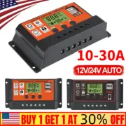 10-30A Solar Panel Regulator Battery Charge Controller LCD Auto Dual USB 12V/24V